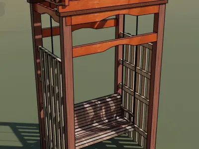 wooden swing bench 3D model