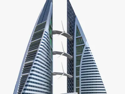 Bahrain World Trade Center Low-poly 3D model