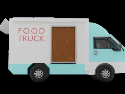 Food truck cartoon character with low-poly for commercial design Low-poly 3D model