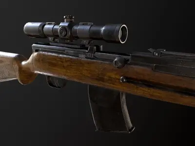 AVS-36 USSR SOVIET WW2 RIFLE WTH SCOPE PBR Low-poly 3D model