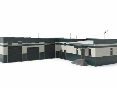 Small Commercial Facility with Garages 3D model