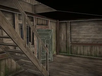 Medieval Lake Village - House 16 with interiors Low-poly 3D model