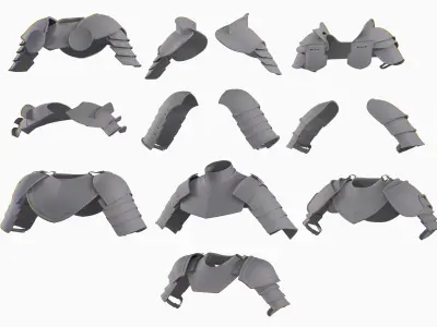 Crusader Shoulder Pads Pack Low-poly 3D model