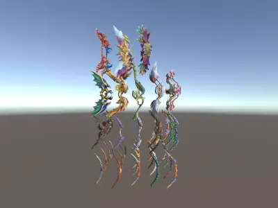 Cartoon Fantasy Weapons Bows Low-poly 3D model