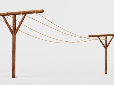 Clothesline Low-poly 3D model