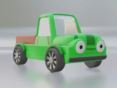 cartoon green car Low-poly 3D model
