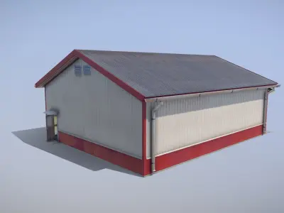 Airfield Hangar 12m Vr1 RED Low-poly 3D model