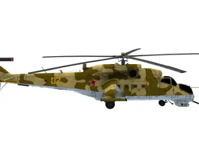 Lowpoly Mil Mi-24 Helicopter 3D Model Low-poly 3D model