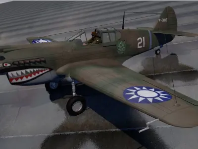 Curtiss P-40B Warhawk 3D model