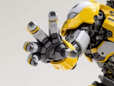 Yellow Mech Robot 3D Model Black Armor Sci-Fi Design Low-poly 3D model