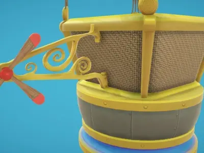 Hot Air Balloon - Hand-Painted Low-poly 3D model