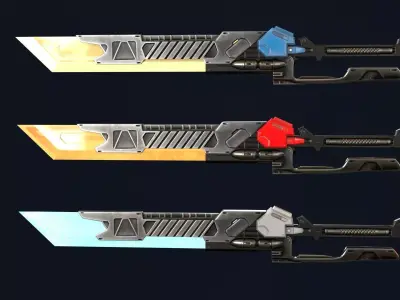 Cyber Berserker Sword Low-poly 3D model