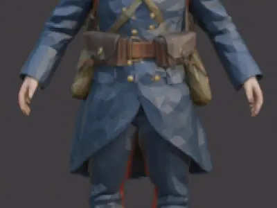 1914 french solider Low-poly 3D model