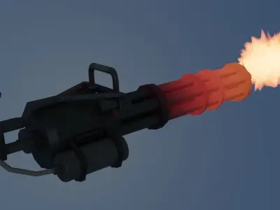 Low-poly minigun for games Low-poly 3D model