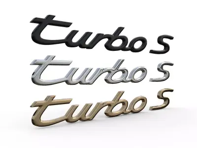 turbo s Porsche emblem nameplate 3D model