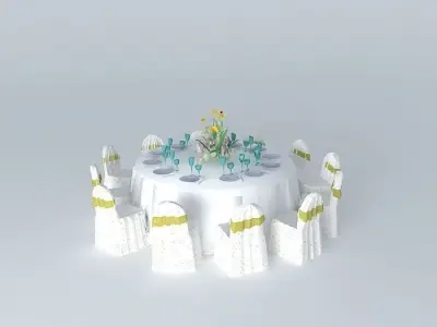 Feast table and chair Free 3D model