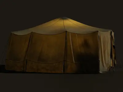 Travelers Tent with props Low-poly 3D model