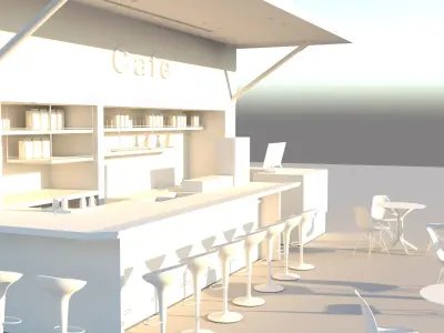 Cafe outdoor Low-poly 3D model