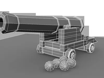 Canon cannon on wheels 3D model