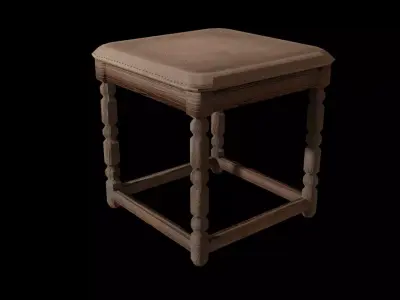 Worn wood chair Free low-poly 3D model