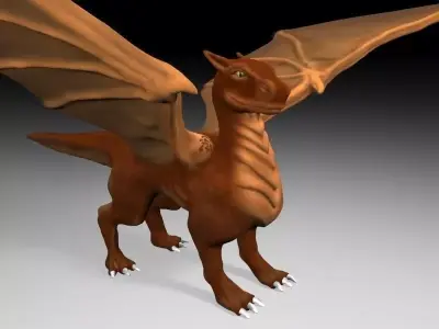 Brown dragon Low-poly 3D model