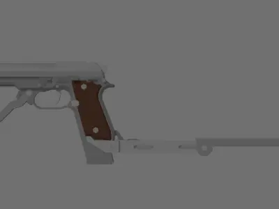 Beretta 93R with stock Low-poly 3D model