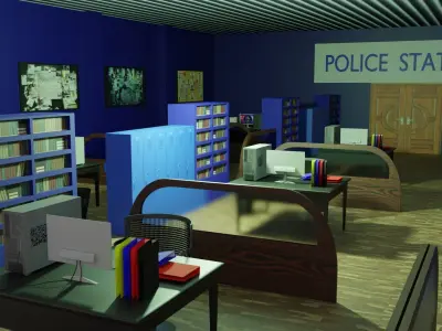 Police Station Interior Low-poly 3D model