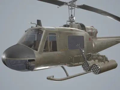 Bell UH-1C US Army Complex Animation Low-poly 3D model