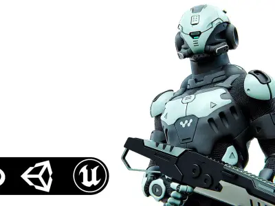 MECHA SOLDIER-I Rigged for Unreal Engine - Unity - MIXAMO 3D model
