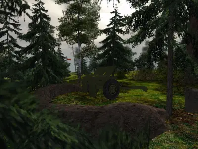 Bofors Cannon 37mm Low-poly 3D model