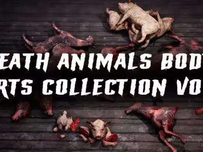 Death animals body parts collection  Low-poly 3D model