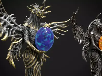 Elder Angel Staff - Game ready 3D model Low-poly 3D model