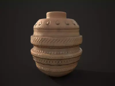 Old Clay Urn - Abstract Pattern Free low-poly 3D model