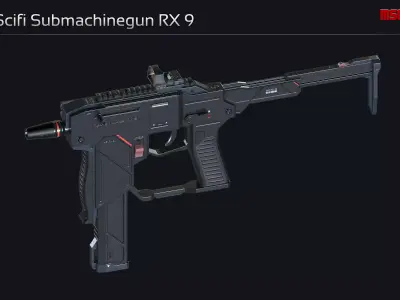 Scifi Submachinegun RX 9 Low-poly 3D model