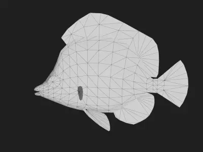 Bandedbutterflyfish Low-poly 3D model