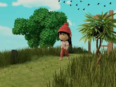 Girl in Garden 3D model