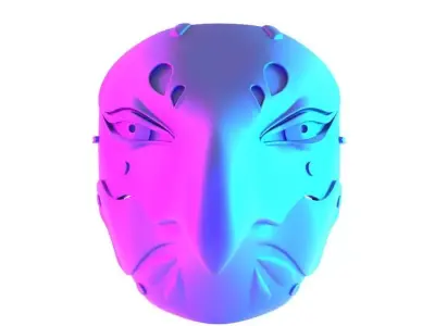 White Tengu Bird Red Beak Mask toy 3D print model