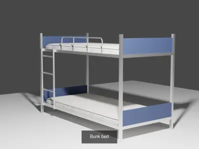 A collection of furniture in a barracks room for conscripts 