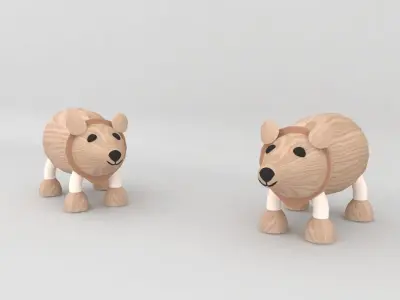 my son toy wooden bear Low-poly 3D model