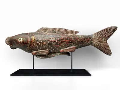 Hand-Carved Painted Fish Figurine 3D model