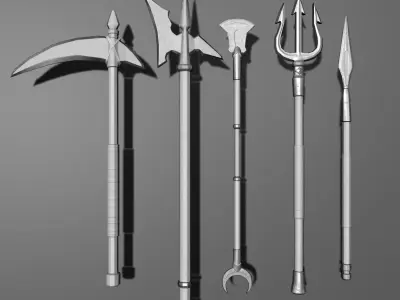 5 Pole-arm Package Low-poly 3D model