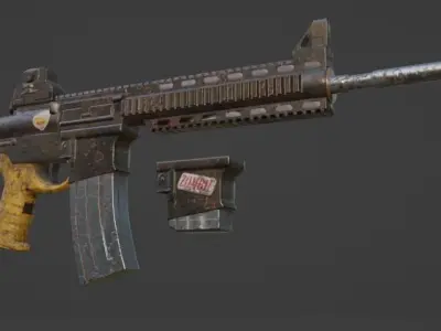 Low poly AR-15 military Gun  Low-poly 3D model