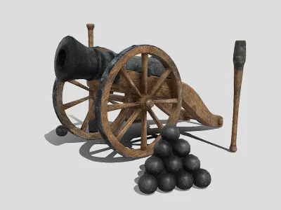 Old Iron Cannon Low-poly 3D model