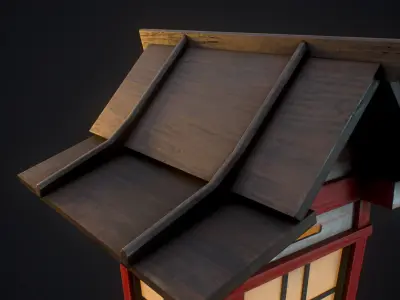 Japanese Lamp PBR Low-poly 3D model