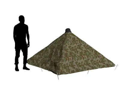 Wehrmacht tent - Viererzelt Low-poly 3D model
