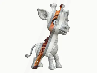 High-Quality Realistic Cute Cartoon Giraffe 3D model