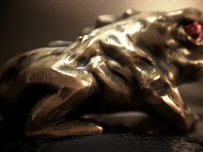 Stone and gold frog statue Low-poly 3D model