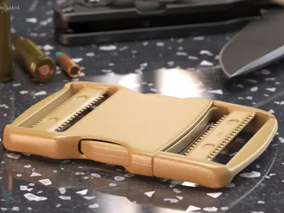 YKK Flat Dual Release Plastic Buckle Khaki 3D model