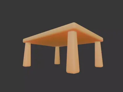 Cute Stylized Square Table Minimalist 3D Furniture Model Low-poly 3D model