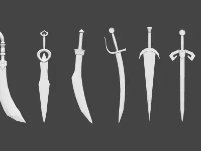 30 Low poly medieval fantasy sword melee weapons IMM brush 3D model